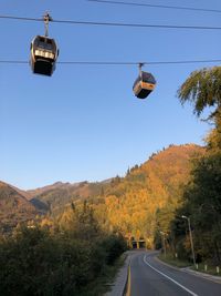 Overhead cable car against sky