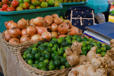 Fruits for sale at market stall