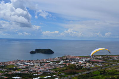 Scenic view of sea against cloudy sky