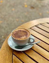 High angle view of coffee on table