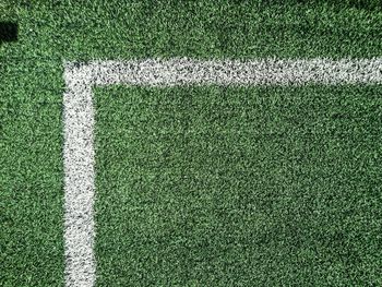 Full frame shot of corner marking on soccer field