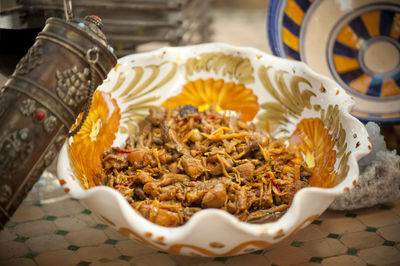 Close-up of dessert in plate on table