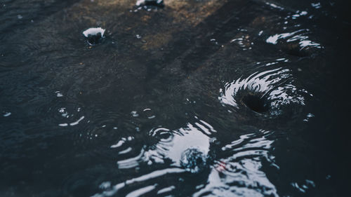 High angle view of dirty water on floor