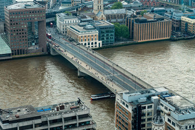 High angle view of bridge over river in city