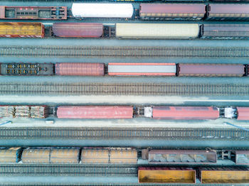 High angle view of freight train