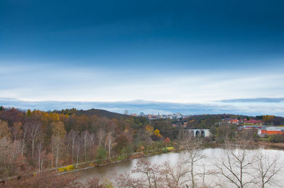 Scenic view of calm lake against blue sky