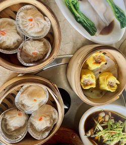 High angle view of food on table