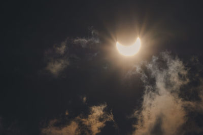 Low angle view of moon in sky