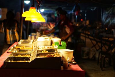 Close-up of food in night market