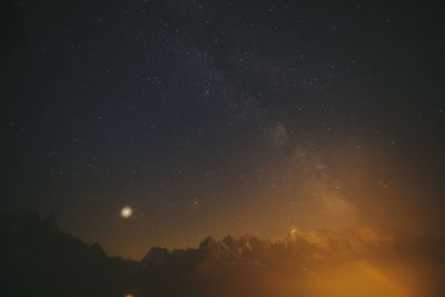 Starry sky over mountain range