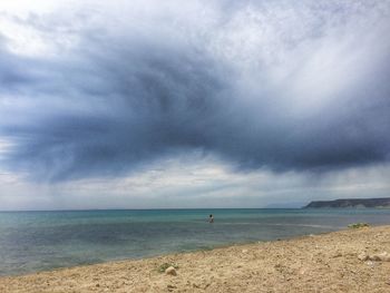 Scenic view of dramatic sky over sea