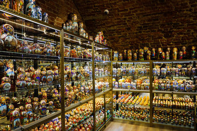 Dolls in market stall