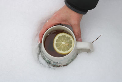 High angle view of coffee on table