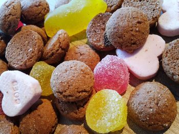 Close-up of candies and cookies