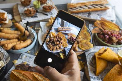 High angle view of food on table