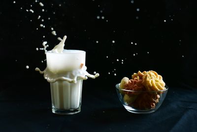 Close-up of ice cream on table