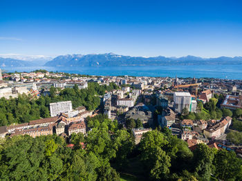 High angle view of townscape against sky