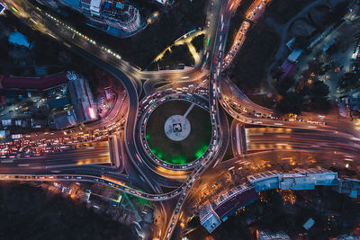 Overpass at night aerial