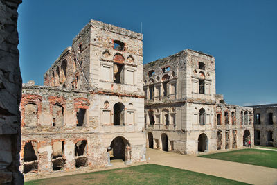 Low angle view of historic building against clear sky