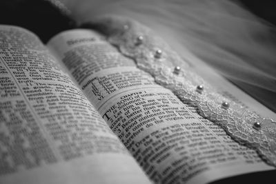 Close-up of open book