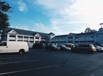 Cars parked in front of building