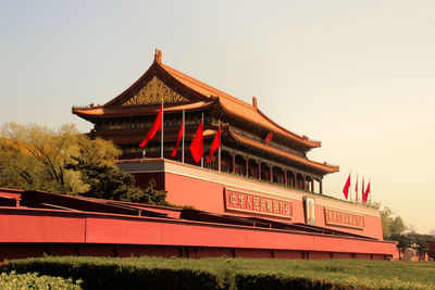 Low angle view of built structure against clear sky