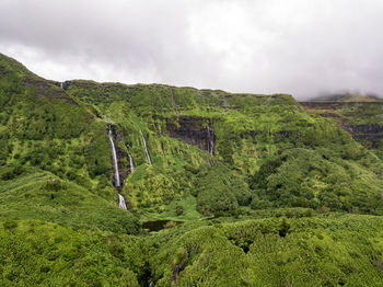 Scenic view of green landscape against sky