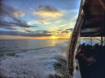 Scenic view of sea at sunset