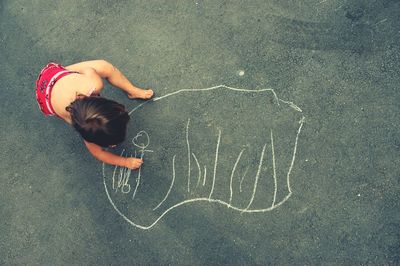 High angle view of child outdoors