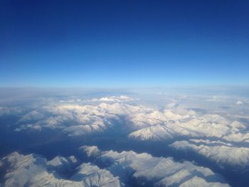 Aerial view snowcovered mountains