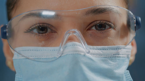 Close-up of female doctor wearing surgical mask