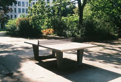 Empty bench in park