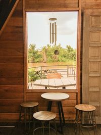 Empty chairs and tables at home