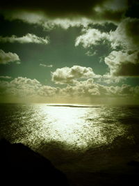 Scenic view of sea against cloudy sky