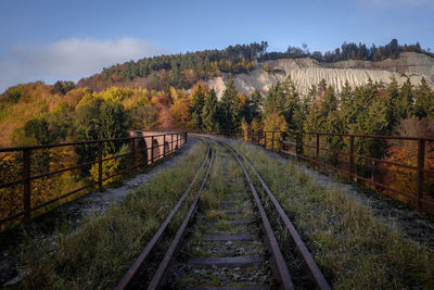 Railroad track on road