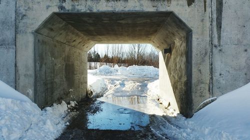 View of snow covered bridge