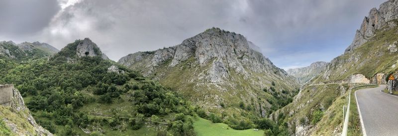 Panoramic view of mountains against sky