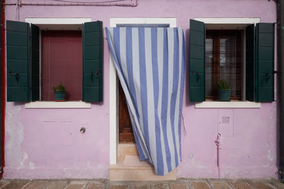 Open door of building