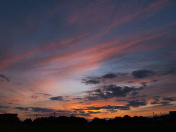 Low angle view of dramatic sky during sunset