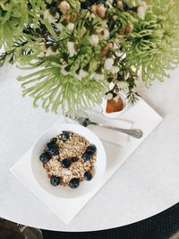 High angle view of dessert in plate