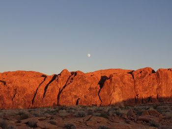 Scenic view of rock formations against clear sky