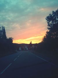 Empty road at sunset