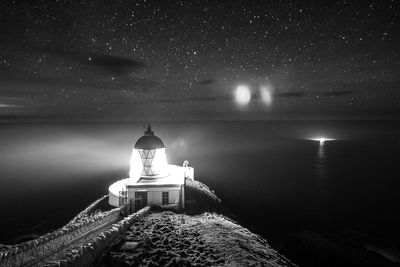 Low angle view of illuminated built structure