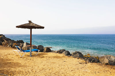 Scenic view of sea against clear sky