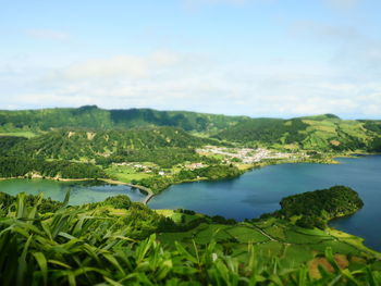 Scenic view of lake against sky