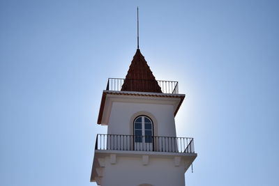 Low angle view of building against clear sky