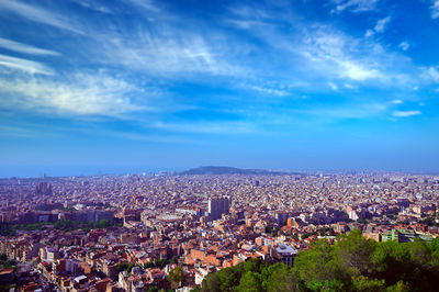 High angle shot of townscape against sky