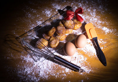 High angle view of food on table