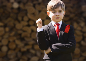 Portrait of boy holding ball