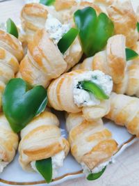 Close-up of sushi served in plate on table